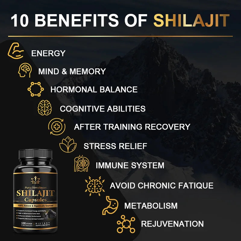 Shilajit Puro del Himalaya – Cápsulas 100% Orgánicas con Alto Contenido en Ácido Fúlvico