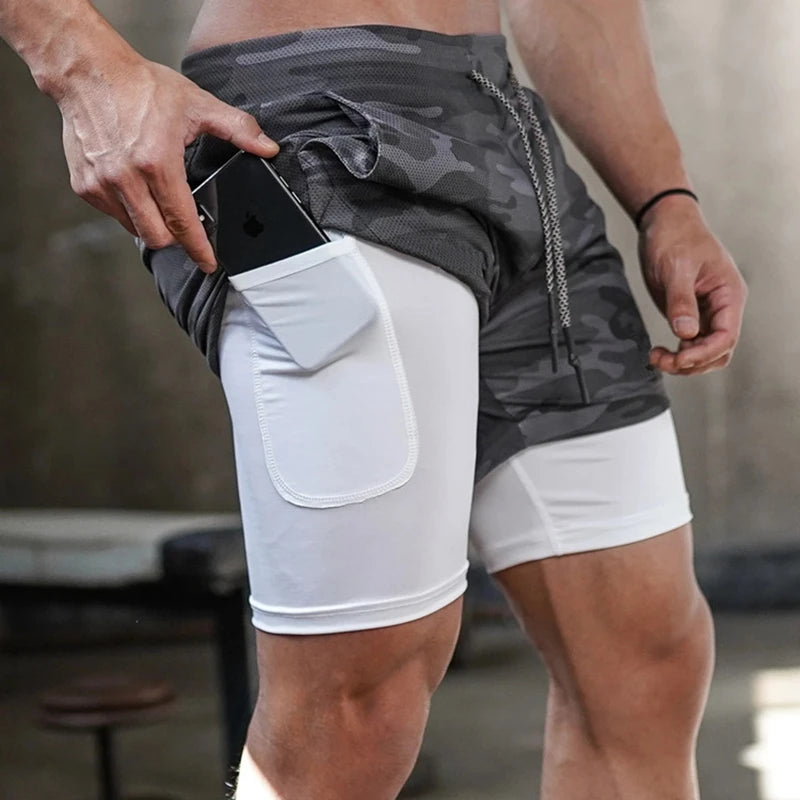 Short Deportivo Hombre 2 en 1 Camuflado Secado Rápido